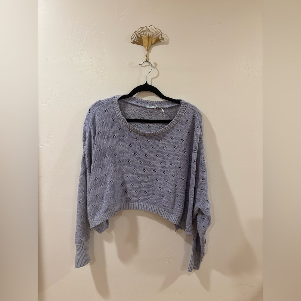 Kimchi Blue Lavender Pointelle Knit Cropped Sweater | A8